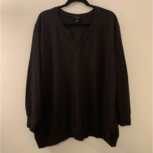 NEVER WORN Torrid 3 French Terry Notch Neck Sweatshirt - Black - Picture 5 of 14